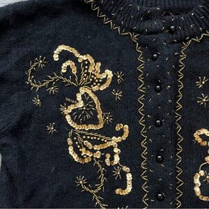 80’s Silk Soft Black Sequin Beaded Cardigan
